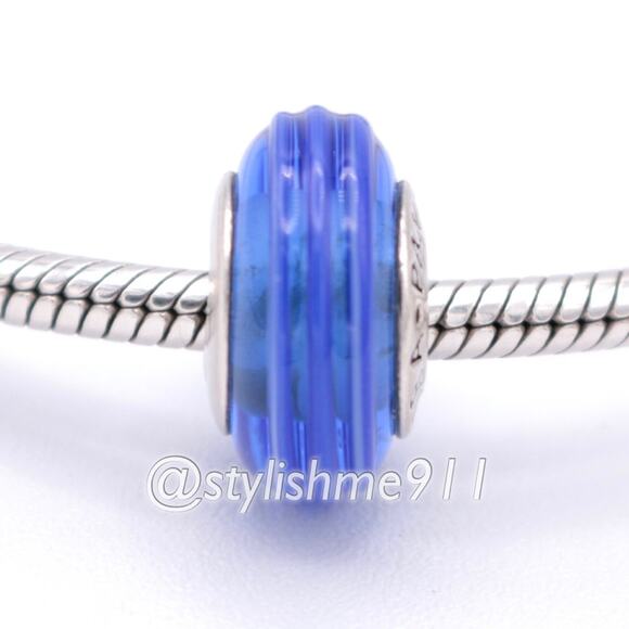 Authentic PANDORA Blue Ribbon Murano Glass - 790612 - Picture 1 of 11